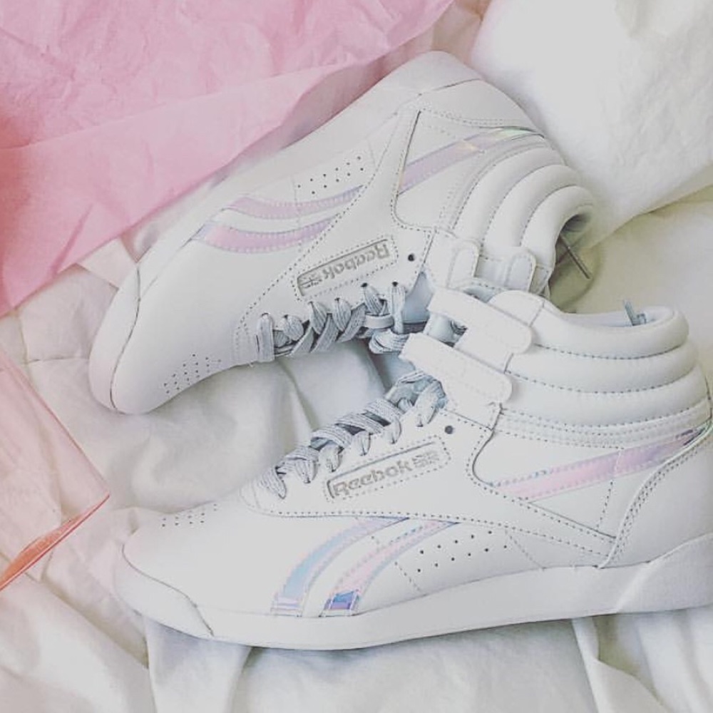 Retro Iridescent Reebok Hightop Sneakers